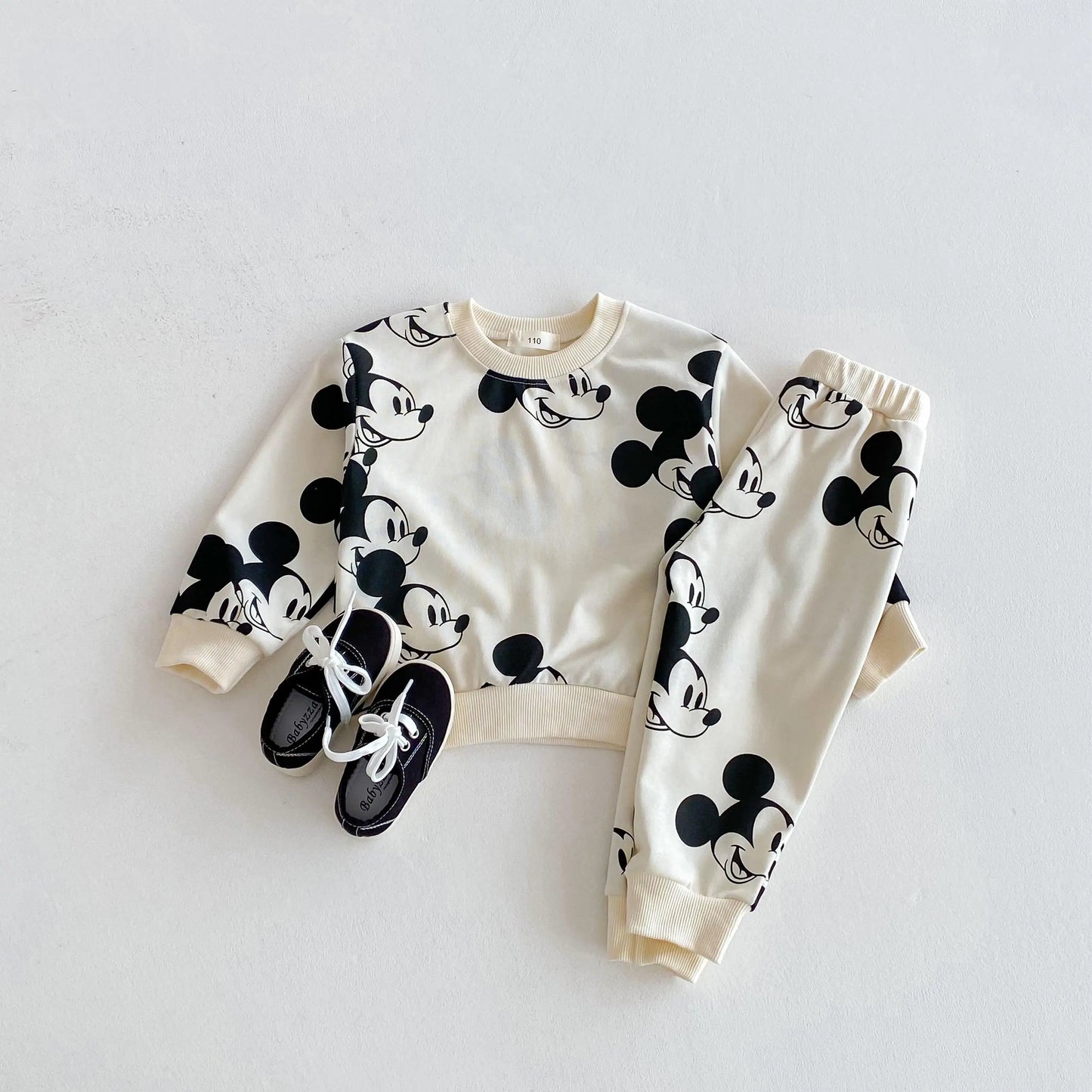 Children Clothes Boys And Girls Cartoon Disney Tracksuit Spring Autumn Kids Clothing Long Sleeved Sweatshirt Sweatpants 2pc/set