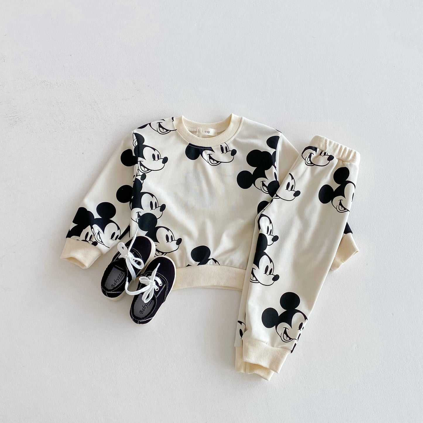 Children Clothes Boys And Girls Cartoon Disney Tracksuit Spring Autumn Kids Clothing Long Sleeved Sweatshirt Sweatpants 2pc/set