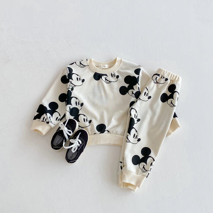 Children Clothes Boys And Girls Cartoon Disney Tracksuit Spring Autumn Kids Clothing Long Sleeved Sweatshirt Sweatpants 2pc/set