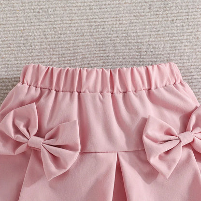 Terno For Kid Girl   Puff Sleeve Blouse and Elastic Skirt Summer Outfit Toddler Infant Clothing Set Kids Wear Ootd For Baby Girl