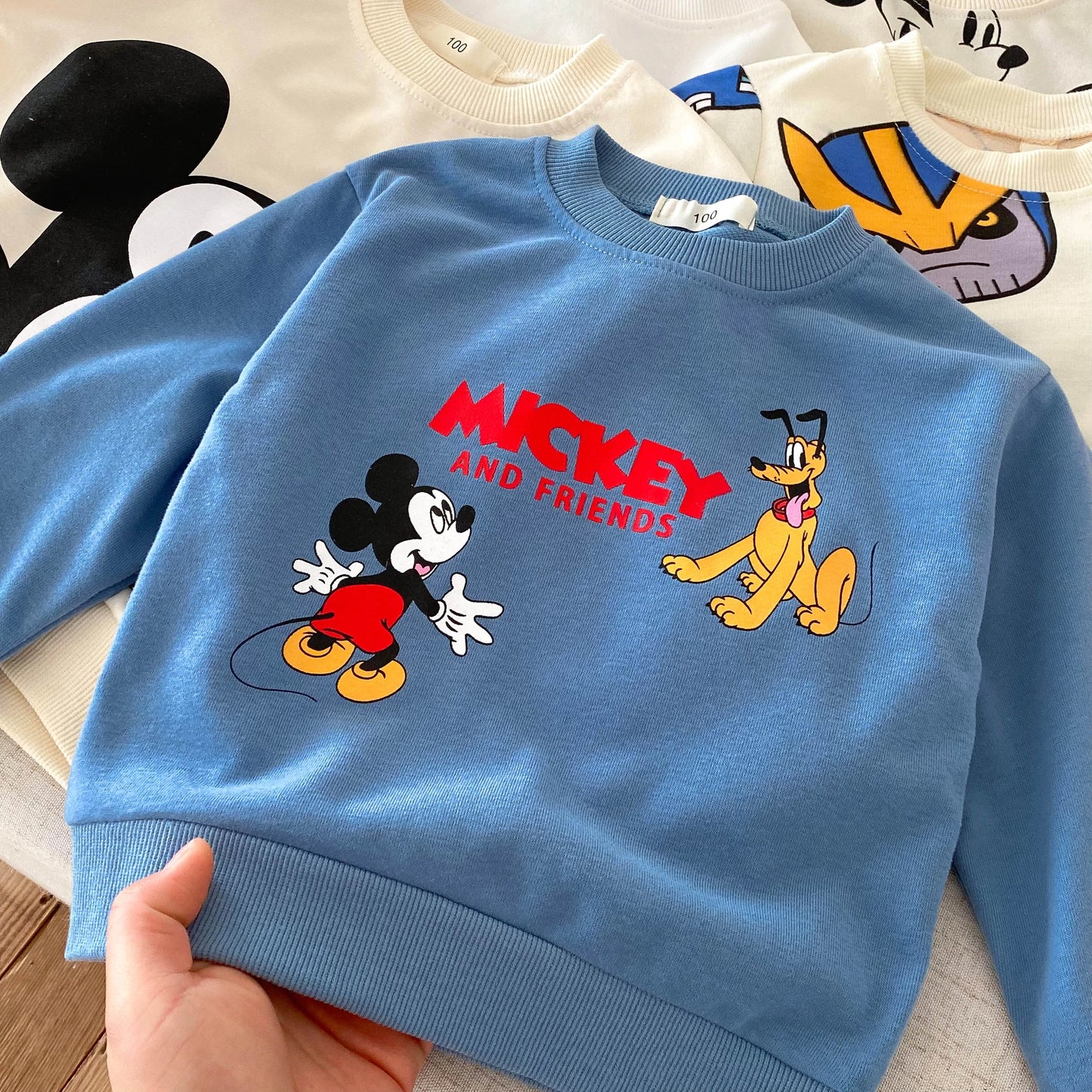 Children Clothes Boys And Girls Cartoon Disney Tracksuit Spring Autumn Kids Clothing Long Sleeved Sweatshirt Sweatpants 2pc/set