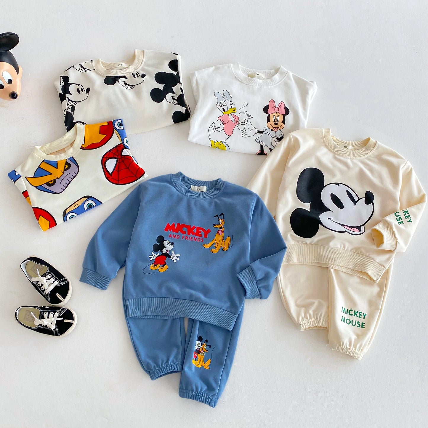 Children Clothes Boys And Girls Cartoon Disney Tracksuit Spring Autumn Kids Clothing Long Sleeved Sweatshirt Sweatpants 2pc/set