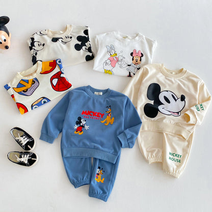 Children Clothes Boys And Girls Cartoon Disney Tracksuit Spring Autumn Kids Clothing Long Sleeved Sweatshirt Sweatpants 2pc/set