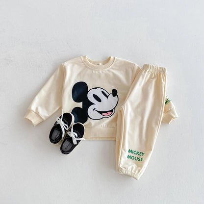 Children Clothes Boys And Girls Cartoon Disney Tracksuit Spring Autumn Kids Clothing Long Sleeved Sweatshirt Sweatpants 2pc/set
