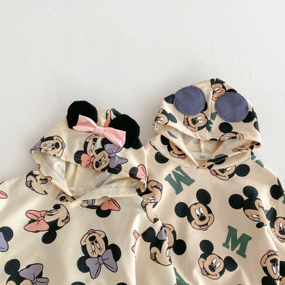 Cute Minnie Hoodies Suit For Girl Clothes Autumn Loose Fashion Popular Children Long Sleeve Tracksuits Tops Trousers 1 2 3 4 5y