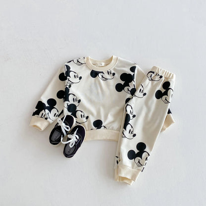 Children Clothes Boys And Girls Cartoon Disney Tracksuit Spring Autumn Kids Clothing Long Sleeved Sweatshirt Sweatpants 2pc/set