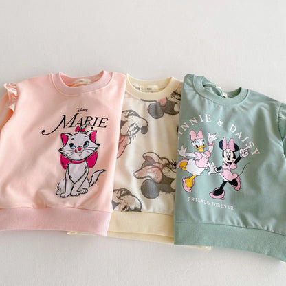 Lovely Cartoon Baby Girl Long Sleeve Suit Disney Cat Children Sweatshirts Set Tops + Leggings Girls Two Piece Set Autumn Clothes