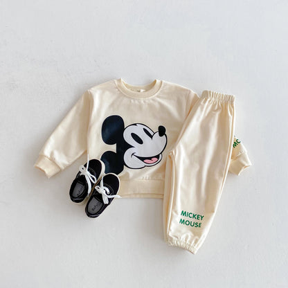 Children Clothes Boys And Girls Cartoon Disney Tracksuit Spring Autumn Kids Clothing Long Sleeved Sweatshirt Sweatpants 2pc/set