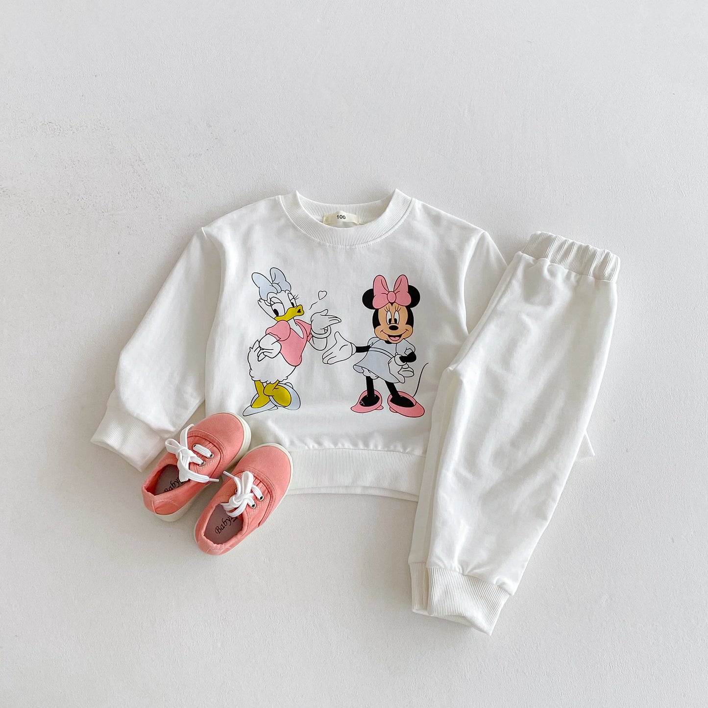 Children Clothes Boys And Girls Cartoon Disney Tracksuit Spring Autumn Kids Clothing Long Sleeved Sweatshirt Sweatpants 2pc/set